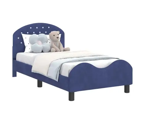 Bērnu Gultas Rāmis Ar Galvgali Policijas Zila 80 X 160 Cm Samts Vidaxl