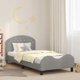 Bērnu Gultas Rāmis Ar Galvgali Gaiši Pelēks 80 X 200 Cm Samts Vidaxl