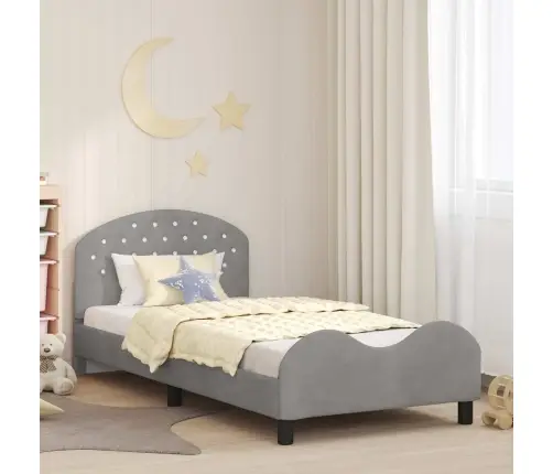 Bērnu Gultas Rāmis Ar Galvgali Gaiši Pelēks 80 X 200 Cm Samts Vidaxl
