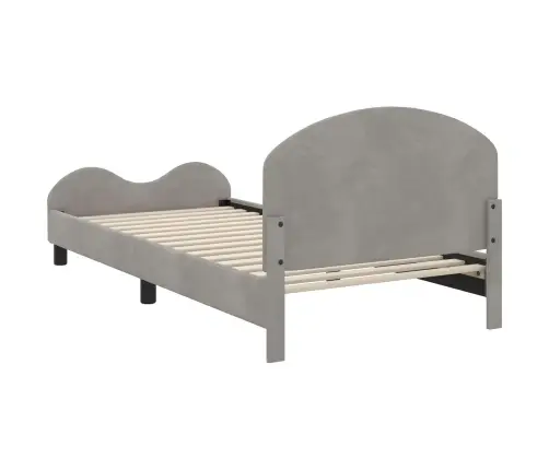 Bērnu Gultas Rāmis Ar Galvgali Gaiši Pelēks 80 X 200 Cm Samts Vidaxl