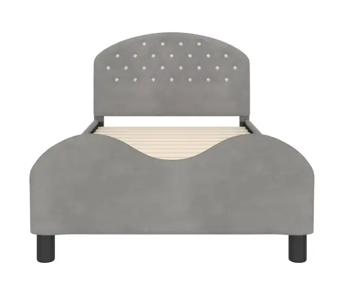 Bērnu Gultas Rāmis Ar Galvgali Gaiši Pelēks 80 X 200 Cm Samts Vidaxl