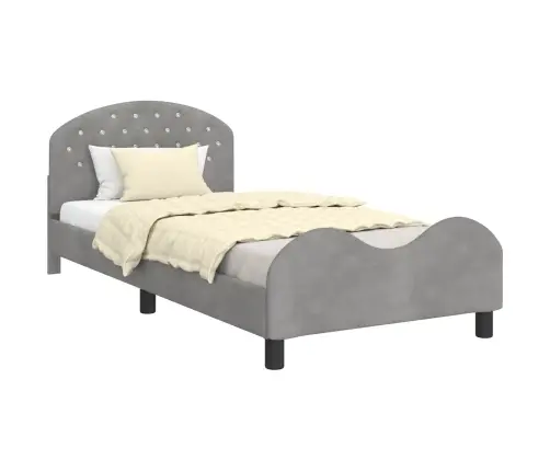 Bērnu Gultas Rāmis Ar Galvgali Gaiši Pelēks 80 X 200 Cm Samts Vidaxl