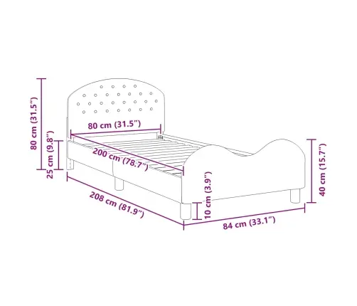 Bērnu Gultas Rāmis Ar Galvgali Gaiši Pelēks 80 X 200 Cm Samts Vidaxl