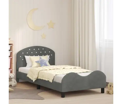 Laste Voodiraam Peatoega Peaga Tumehall 80 X 200 Cm Samet