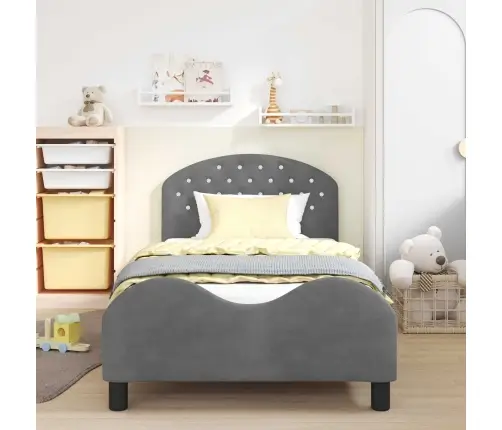 Laste Voodiraam Peatoega Peaga Tumehall 80 X 200 Cm Samet