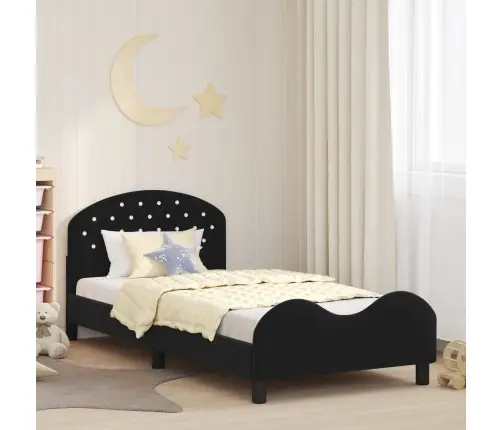 Bērnu Gultas Rāmis Ar Galvgali Melna 80 X 200 Cm Samts Vidaxl