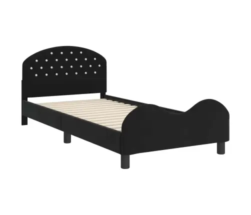 Bērnu Gultas Rāmis Ar Galvgali Melna 80 X 200 Cm Samts Vidaxl