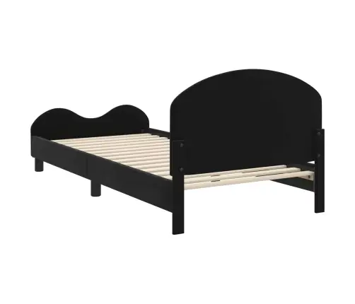 Bērnu Gultas Rāmis Ar Galvgali Melna 80 X 200 Cm Samts Vidaxl