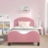 Vaikiška Lovos Konstrukcija Su Galvūgaliu Rožinė 80 X 200 Cm