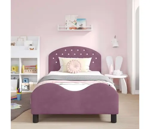 Bērnu Gultas Rāmis Ar Galvgali Violeta 80 X 200 Cm Samts Vidaxl