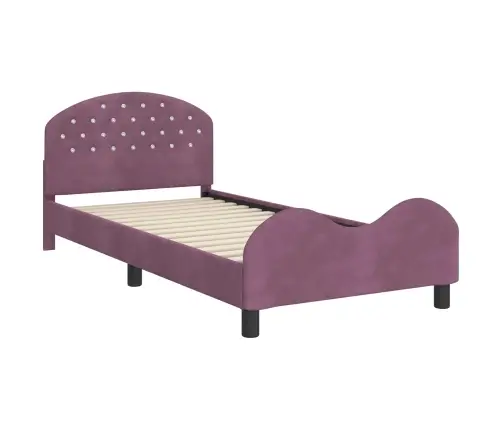 Bērnu Gultas Rāmis Ar Galvgali Violeta 80 X 200 Cm Samts Vidaxl