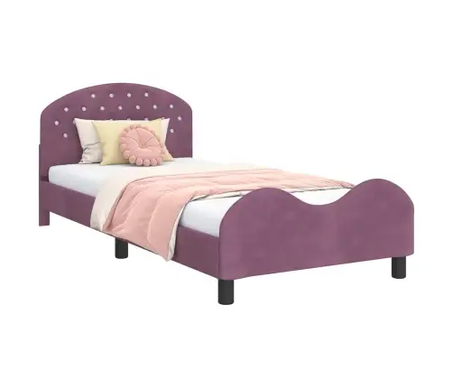 Bērnu Gultas Rāmis Ar Galvgali Violeta 80 X 200 Cm Samts Vidaxl