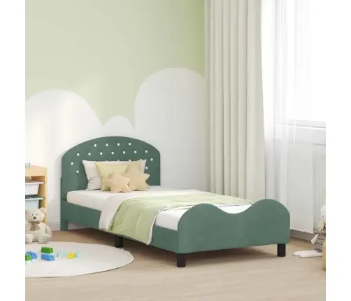 Laste Voodiraam Peatoega Peaga Mere Roheline 80 X 200 Cm Samet