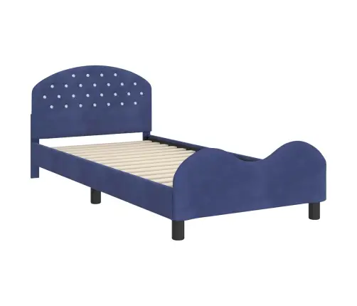 Bērnu Gultas Rāmis Ar Galvgali Policijas Zila 80 X 200 Cm Samts Vidaxl