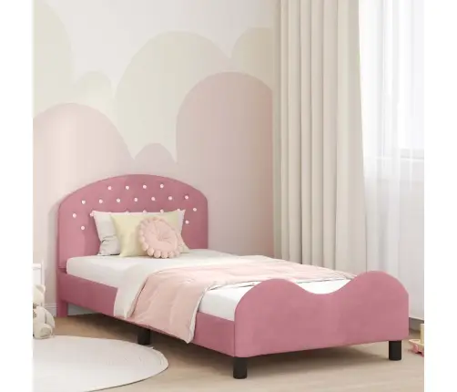Vaikiška Lovos Konstrukcija Su Galvūgaliu Rožinė 90 X 190 Cm