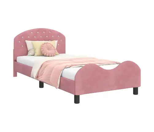 Vaikiška Lovos Konstrukcija Su Galvūgaliu Rožinė 90 X 190 Cm