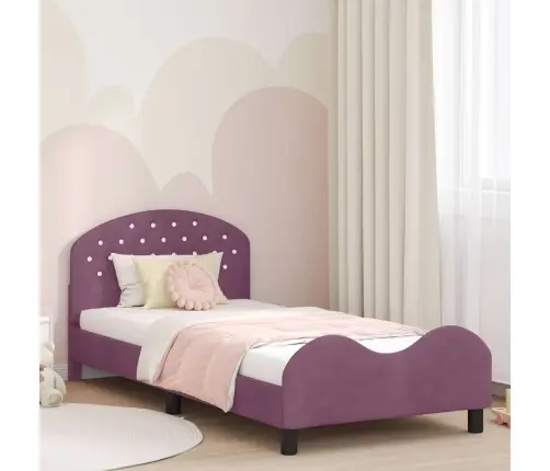 Bērnu Gultas Rāmis Ar Galvgali Violeta 90 X 190 Cm Samts Vidaxl