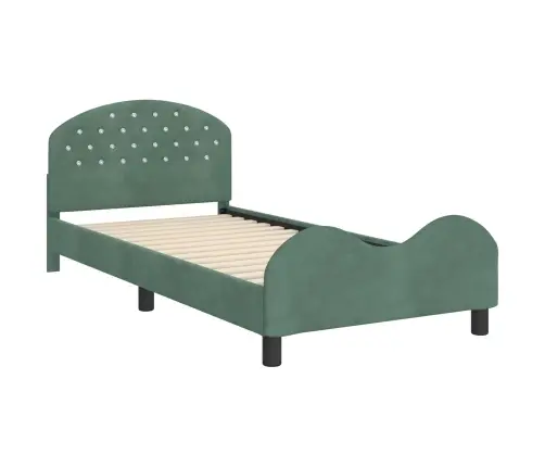 Vaikiška Lovos Konstrukcija Su Galvūgaliu Jūrinė Žalia Aksomas