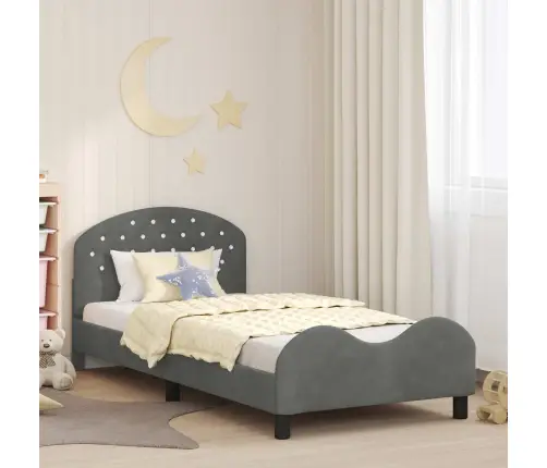 Laste Voodiraam Peatoega Peaga Tumehall 90 X 200 Cm Samet