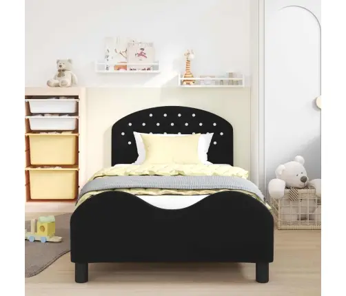 Vaikiška Lovos Konstrukcija Su Galvūgaliu Juoda 90 X 200 Cm