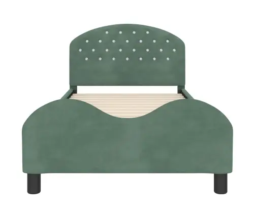 Bērnu Gultas Rāmis Ar Galvgali Jūras Zaļa 90 X 200 Cm Samts Vidaxl