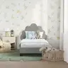Bērnu Gultas Rāmis Ar Galvgali Gaiši Pelēks 70 X 140 Cm Samts Vidaxl