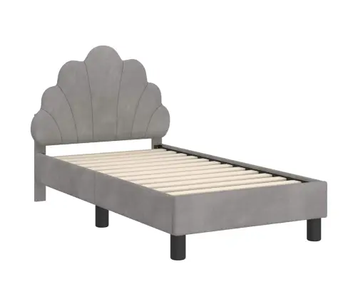 Bērnu Gultas Rāmis Ar Galvgali Gaiši Pelēks 70 X 140 Cm Samts Vidaxl