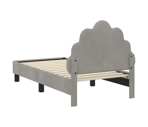 Bērnu Gultas Rāmis Ar Galvgali Gaiši Pelēks 70 X 140 Cm Samts Vidaxl