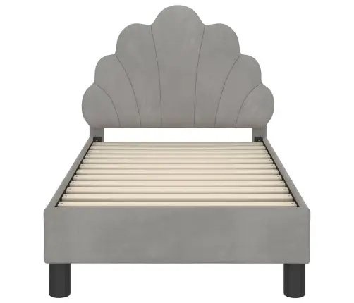 Bērnu Gultas Rāmis Ar Galvgali Gaiši Pelēks 70 X 140 Cm Samts Vidaxl
