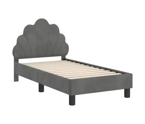 Bērnu Gultas Rāmis Ar Galvgali Tumši Pelēks 70 X 140 Cm Samts Vidaxl
