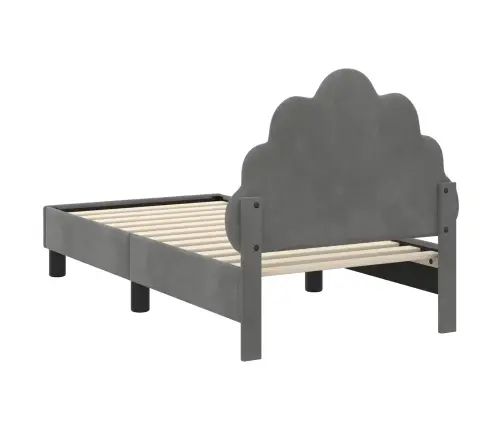 Bērnu Gultas Rāmis Ar Galvgali Tumši Pelēks 70 X 140 Cm Samts Vidaxl
