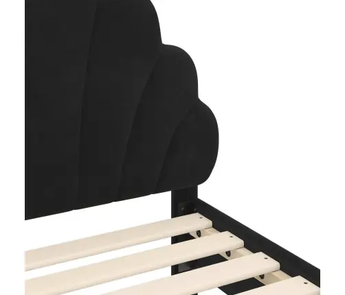 Bērnu Gultas Rāmis Ar Galvgali Melna 70 X 140 Cm Samts Vidaxl