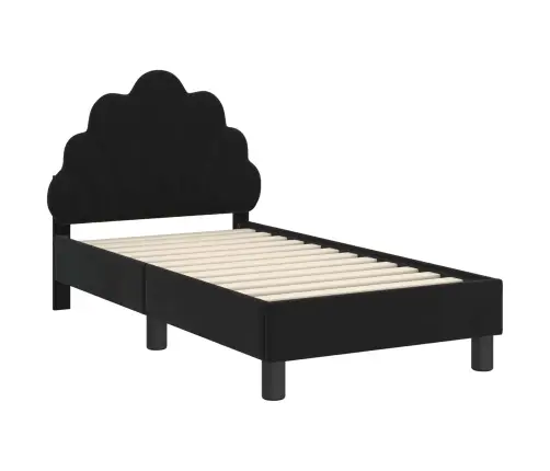 Bērnu Gultas Rāmis Ar Galvgali Melna 70 X 140 Cm Samts Vidaxl