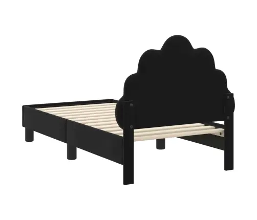 Bērnu Gultas Rāmis Ar Galvgali Melna 70 X 140 Cm Samts Vidaxl