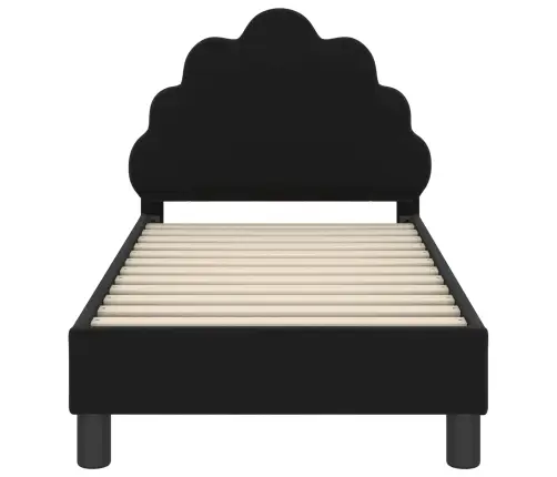 Bērnu Gultas Rāmis Ar Galvgali Melna 70 X 140 Cm Samts Vidaxl