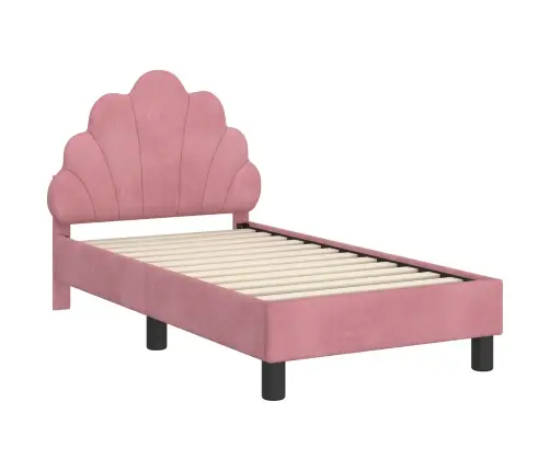 Kuni 3-Aastase Voodi Raam Koos Peatoega Roosa 70 X 140 Cm Samet