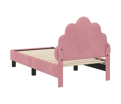 Kuni 3-Aastase Voodi Raam Koos Peatoega Roosa 70 X 140 Cm Samet