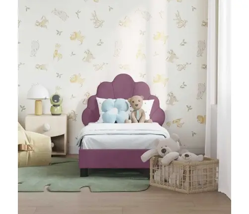 Kuni 3-Aastase Voodi Raam Koos Peatoega Lilla 70 X 140 Cm Samet