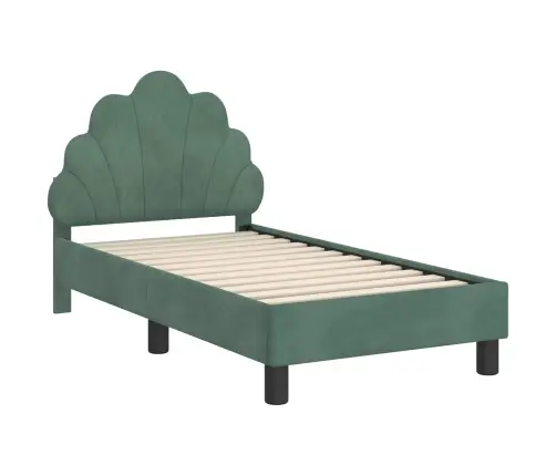 Bērnu Gultas Rāmis Ar Galvgali Jūras Zaļa 70 X 140 Cm Samts Vidaxl