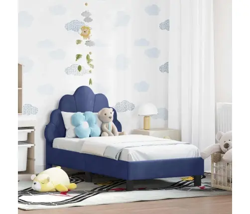 Bērnu Gultas Rāmis Ar Galvgali Policijas Zila 70 X 140 Cm Samts Vidaxl