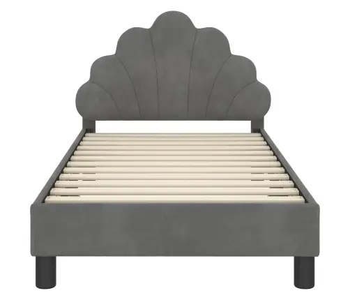 Bērnu Gultas Rāmis Ar Galvgali Tumši Pelēks 80 X 160 Cm Samts Vidaxl