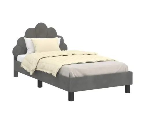 Bērnu Gultas Rāmis Ar Galvgali Tumši Pelēks 80 X 160 Cm Samts Vidaxl