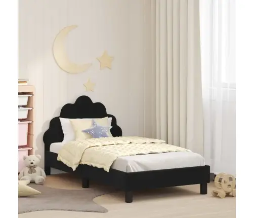 Bērnu Gultas Rāmis Ar Galvgali Melna 80 X 160 Cm Samts Vidaxl