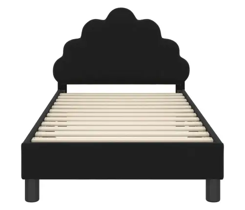Bērnu Gultas Rāmis Ar Galvgali Melna 80 X 160 Cm Samts Vidaxl