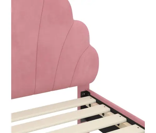 Laste Voodiraam Peatoega Peaga Roosa 80 X 160 Cm Samet