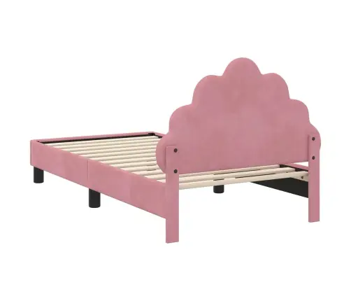 Laste Voodiraam Peatoega Peaga Roosa 80 X 160 Cm Samet