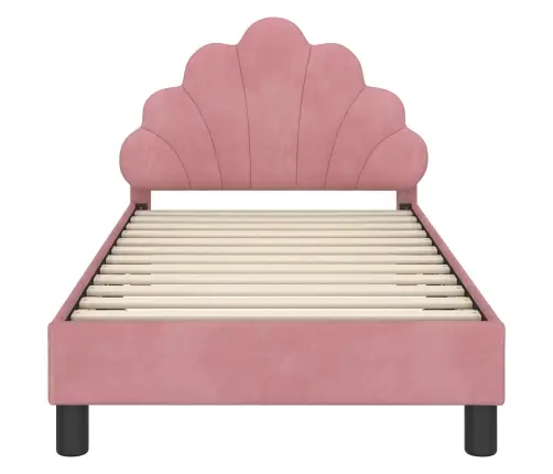 Laste Voodiraam Peatoega Peaga Roosa 80 X 160 Cm Samet