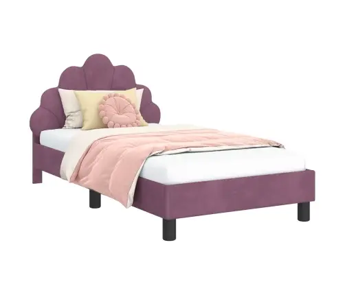 Vaikiška Lovos Konstrukcija Su Galvūgaliu Violetinė 80 X 160 Cm