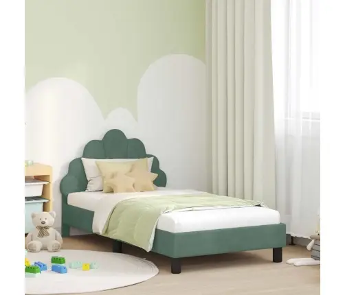 Bērnu Gultas Rāmis Ar Galvgali Jūras Zaļa 80 X 160 Cm Samts Vidaxl