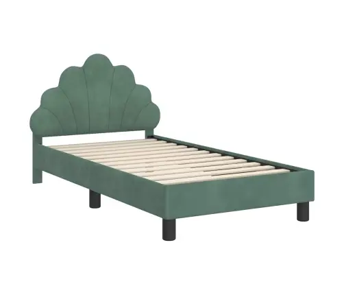 Bērnu Gultas Rāmis Ar Galvgali Jūras Zaļa 80 X 160 Cm Samts Vidaxl